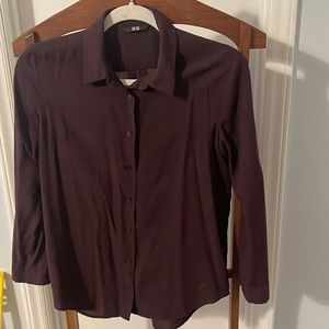 Uniqlo Long-Sleeved Rayon Blouse. Plum. XS.